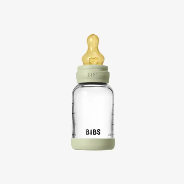BIBS Baby Glass Bottle Set 120ml Latex - Sage BIBS Baby Glass Bottle Set 120ml Latex - Sage