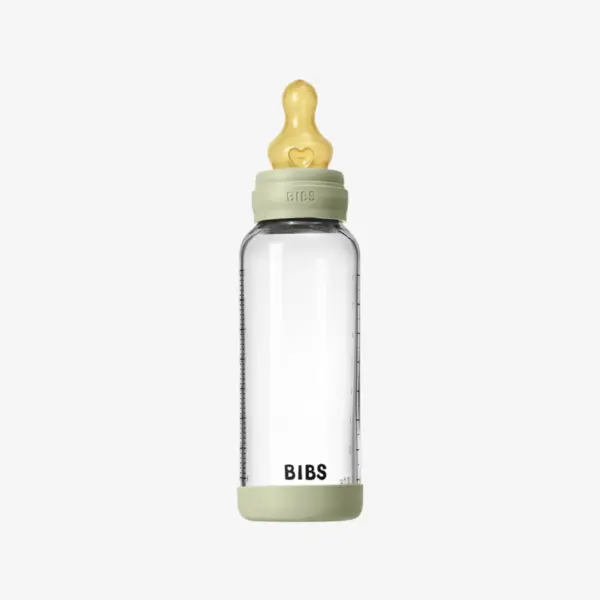 BIBS Baby Glass Bottle Set 240ml Latex - Sage BIBS Baby Glass Bottle Set 240ml Latex - Sage