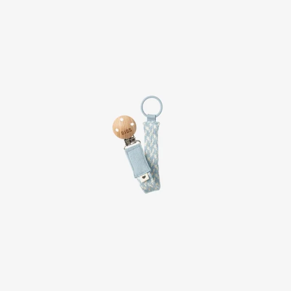 BIBS Pacifier Clip - Baby Blue/Ivory
