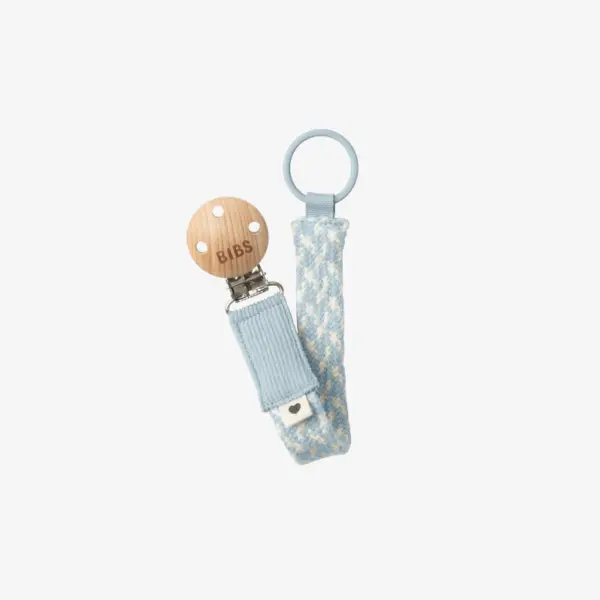 BIBS Pacifier Clip - Baby Blue_Ivory BIBS Pacifier Clip - Baby Blue/Ivory