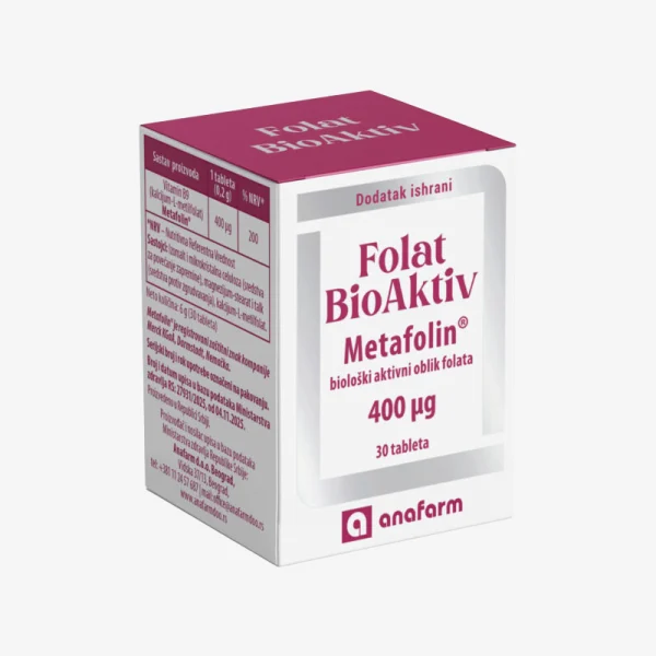 Folat BioAktiv Metafolin 400 mcg 30 tableta