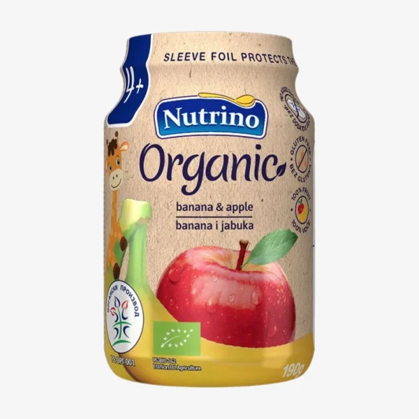 Nutrino Organic Voćni pire - Banana i Jabuka 190g