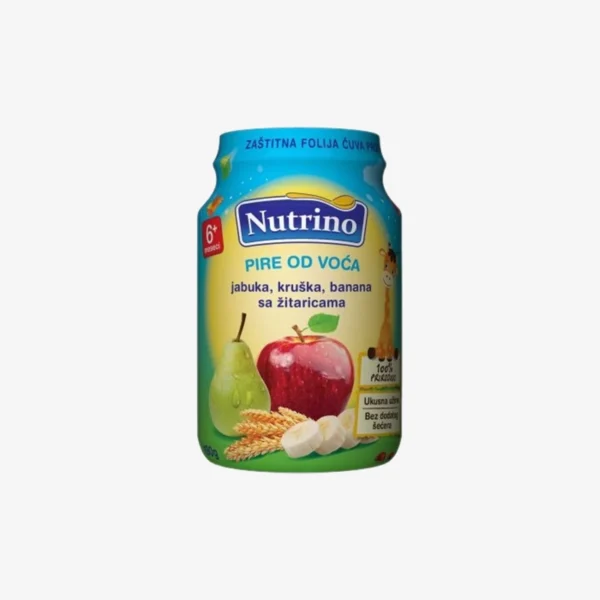 Nutrino Pire od voća - Jabuka, Kruška, Banana, Žitarice 190g