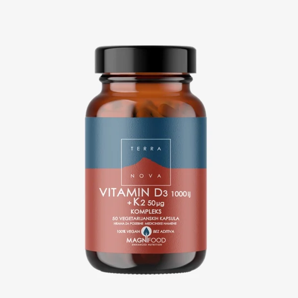Terranova Vitamin D3 1000iu + K2 50mcg kompleks 50 kapsula
