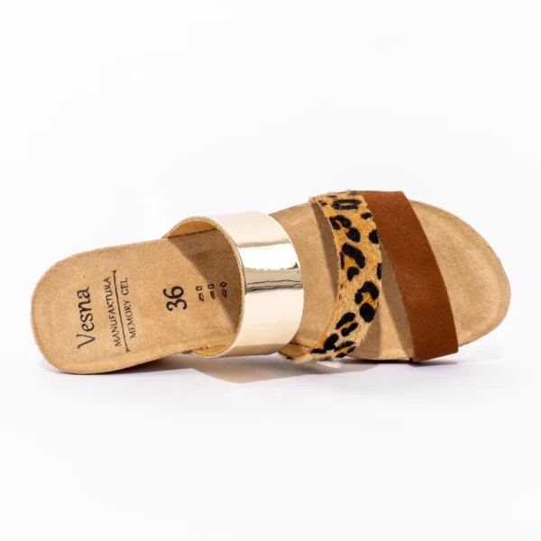 Ženske papuče Tricolor - Braon-Leopard-Zlatne